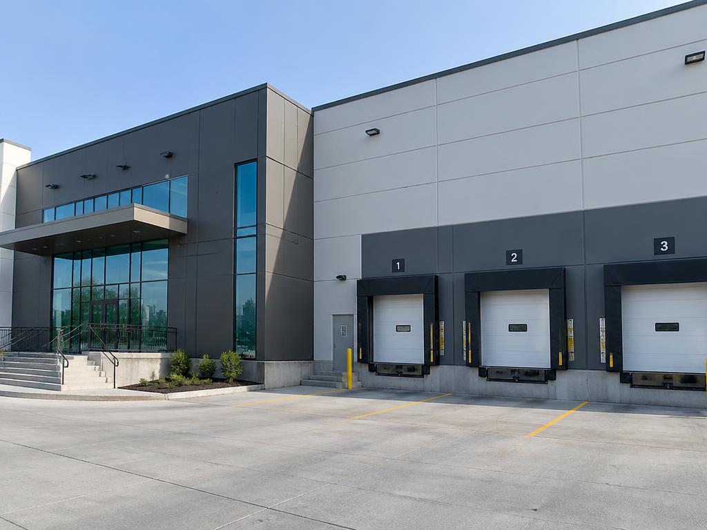 Modern commercial facility with loading docks